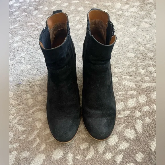 Kork Ease 8.5 Sherrill Cinca Bootie Distressed Black Suede Heeled Boot Casual - Picture 2 of 7